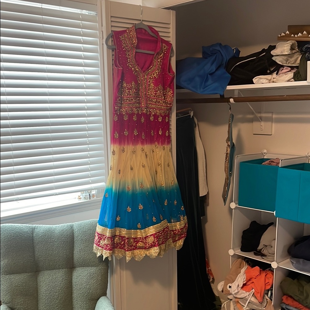 Elegant Multicolor Embroidered Dress
